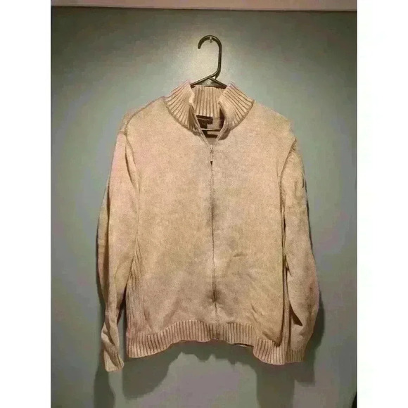 Calvin Klein Sweatshirt Zip Crewneck Beige Size Large - Picture 1 of 6